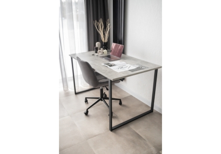 Стол деревянный Лиман 140 х 80 бетон светлый, черный матовый