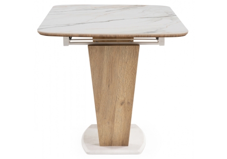 Керамический стол Петир 120(160)х80х75 золотой белый, дуб монтана