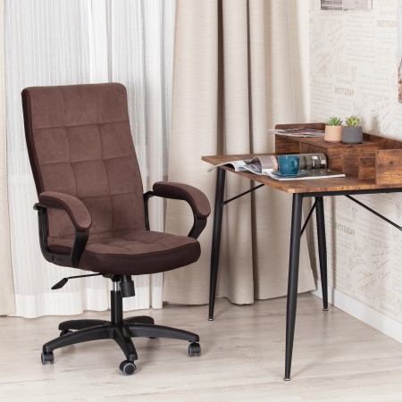 Кресло TRENDY флок и ткань, коричневый