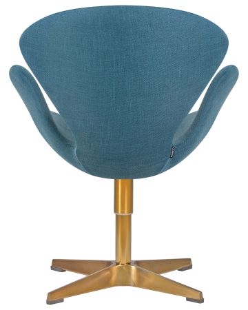 Кресло дизайнерское SWAN синяя ткань, золотое основание
