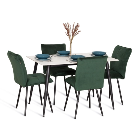 Стул обеденный Sweet зеленый, велюр и металл, мягкое сиденье, без подлокотников