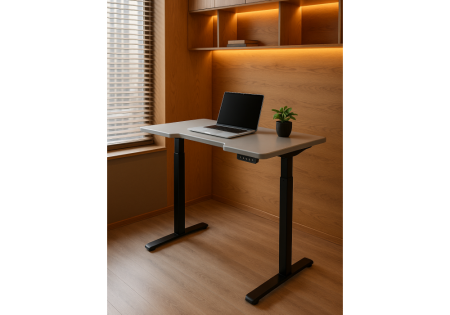 Компьютерный стол Маркос 140х80 светло-серый, черный