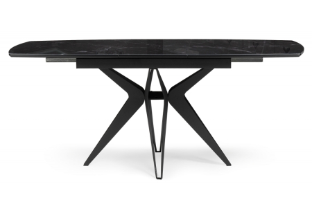 Стол стеклянный Риполь 140(180)х80 черный мрамор, черный