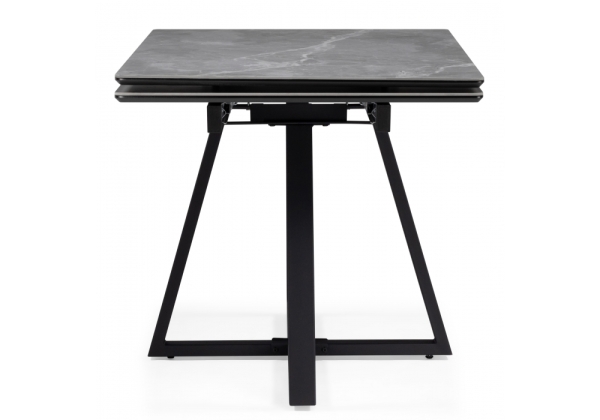 Керамический стол Памелла 140(200)х80 серый мрамор, черный