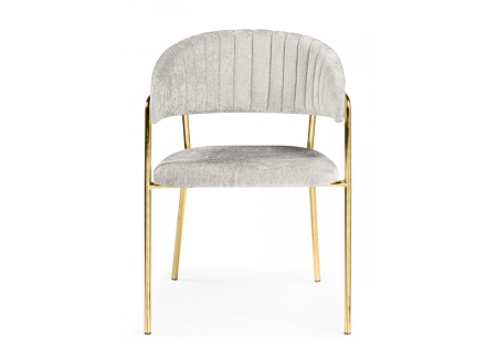 Стул на металлокаркасе Kamelia светло-серый, ткань золотые ножки