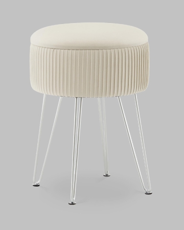 Пуф Астор бежевый серебряные ножки