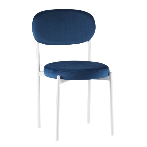 Стул Maso велюр синий, белые ножки