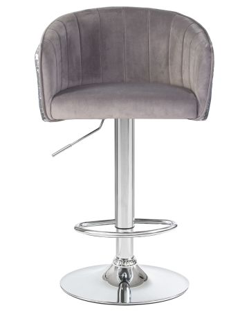 Стул барный DARCY SHINY серый велюр с серебрянными пайетками