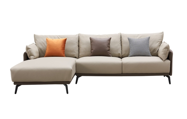 Диван ELEGANTE NAPPA SF015 бежевый/коричневый, угол левый Диван ELEGANTE NAPPA SF015 бежевый/коричневый, угол левый