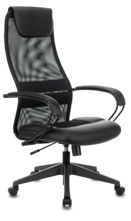 Кресло руководителя Бюрократ CH-608 черный TW-01 сиденье черный TW-11 искусст.кожа/сетка/ткань с подголов. крестовина пластик