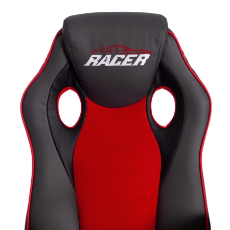 Кресло RACER GT new экокожа и ткань, металлик и красный