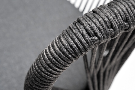 "Венето" обеденная группа на 6 персон со стульями "Милан", каркас темно-серый, роуп темно-серый