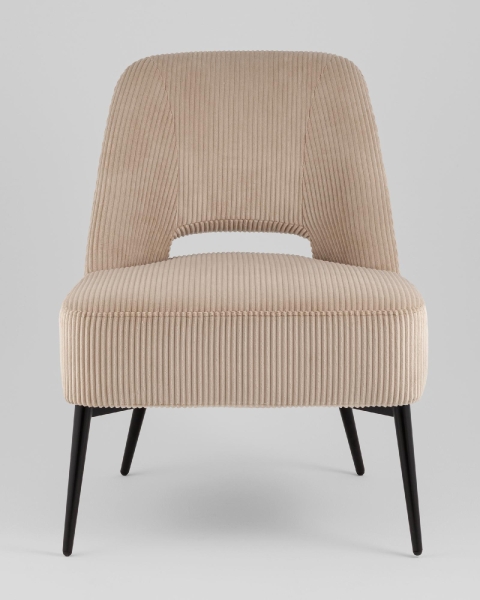 Кресло лаунж Бостон велюр рельефный бежевый