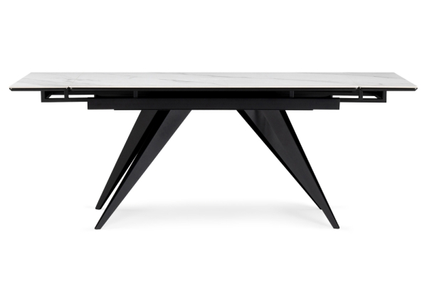 Керамический стол Дарвин 160(220)х89 белый мрамор snow white, черный