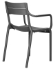 Стул TIM серый, пластик, твердое сиденье, с подлокотниками