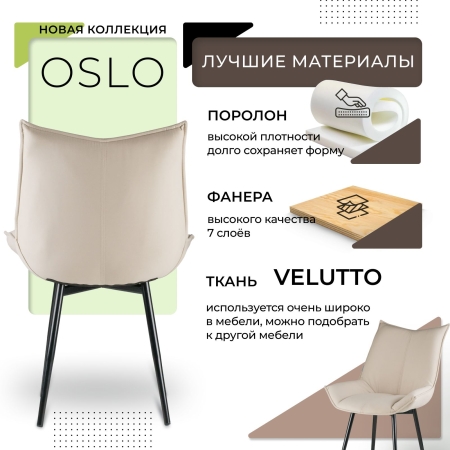 Стул для кухни Осло велюр бежевый velutto 18