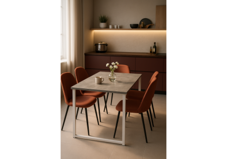 Стол деревянный Лиман 117 x 77 бетон светлый, белый матовый