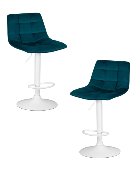 Набор 2 шт Стул барный TAILOR WHITE, морской волны велюр (MJ9-99)