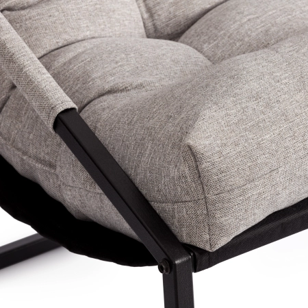 Кресло Charli серый и бежевый, ткань и металл, мягкое сиденье, без подлокотников