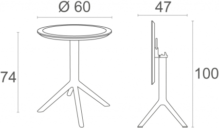 Стол пластиковый складной Siesta Contract Sky Folding Table Ø60 белый