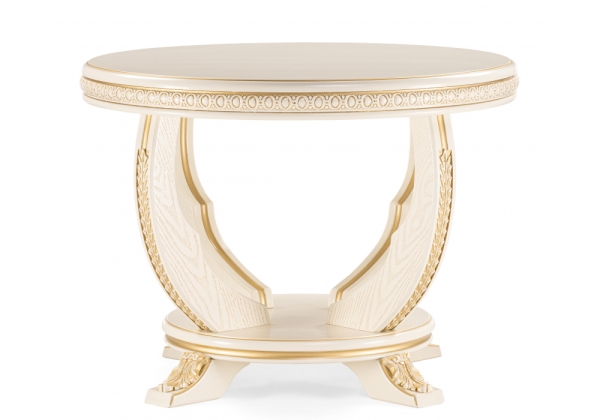 Журнальный стол Луис круглый слоновая кость, золото
