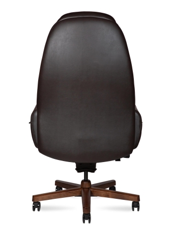 Кресло офисное Verdi коричневый, натуральная кожа и дерево и пластик, мягкое сиденье, с подлокотниками