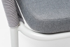 "Марсель" стул плетеный из роупа, каркас алюминий белый муар, роуп светло-серый круглый, ткань светло-серая