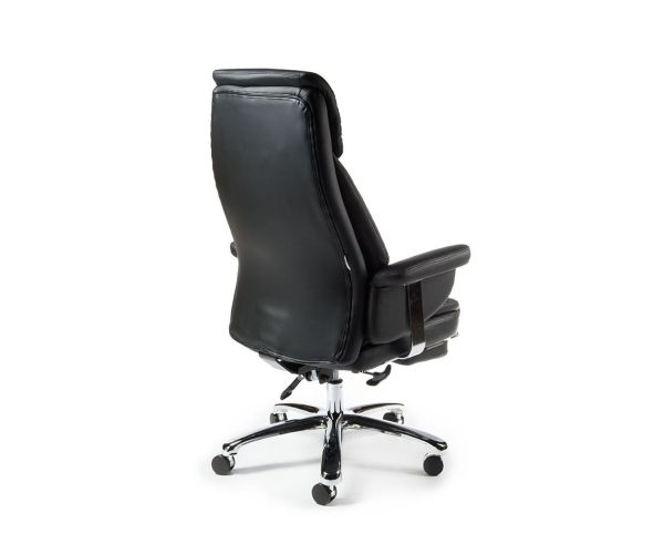 Кресло офисное Парламент черный, сталь и хром, черная экокожа Кресло офисное Парламент черный, сталь и хром, черная экокожа