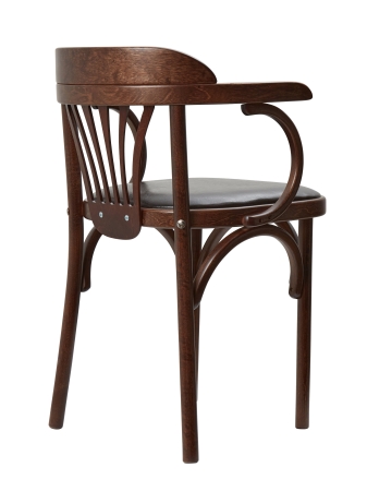 Деревянный стул Венский темный тон с мягким сиденьем из коричневой экокожи