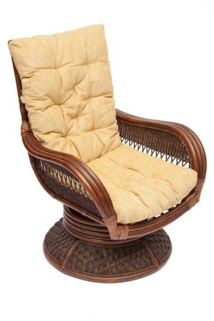 Кресло-качалка "ANDREA Relax Medium" /с подушкой/Pecan Washed (античн. орех), Ткань рубчик, цвет кремовый