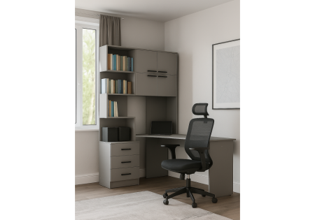 Компьютерный стол Эльброни правый шиншилла серая