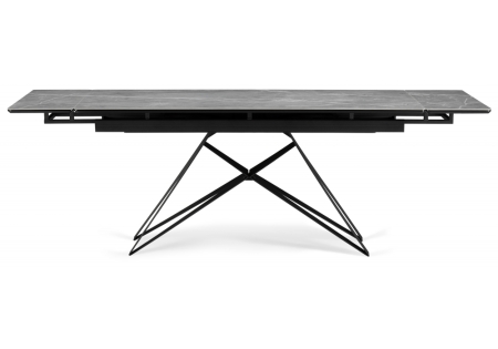 Керамический стол Блэкберн 140(200)х80 серый мрамор larka grey, черный