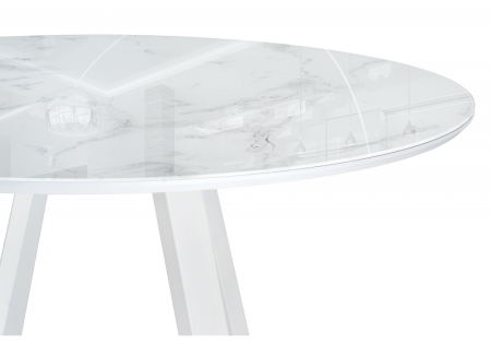 Стеклянный стол Норфолк 100х78 белый мрамор, белый
