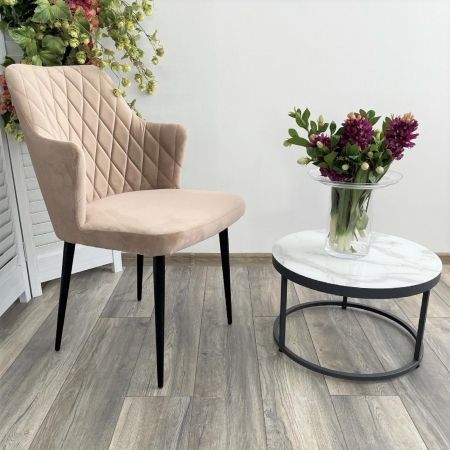 Стул HERMAN бежевый #5 велюр, черный каркас