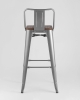 Стул барный TOLIX WOOD со спинкой серебристый матовый Стул барный TOLIX WOOD со спинкой серебристый матовый
