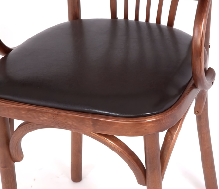 Деревянный стул Венский средний тон с мягким сиденьем из экокожи