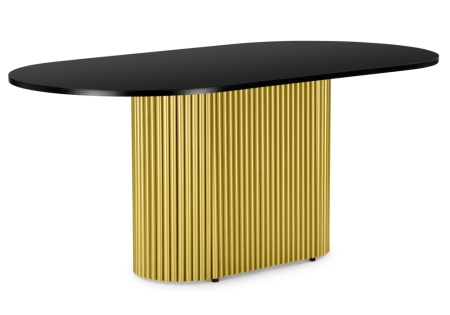 Стол деревянный Барон О 200 х 90 черная пленка шагрень, золотые ноги