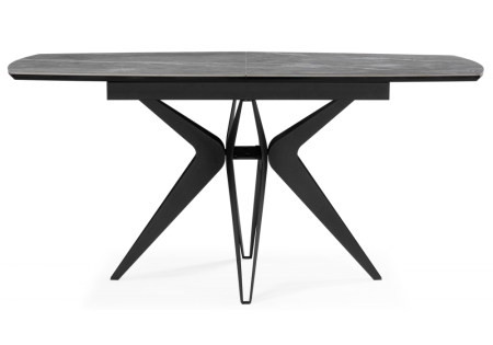 Керамический стол Риполь 160(205)х89 larka grey, черный