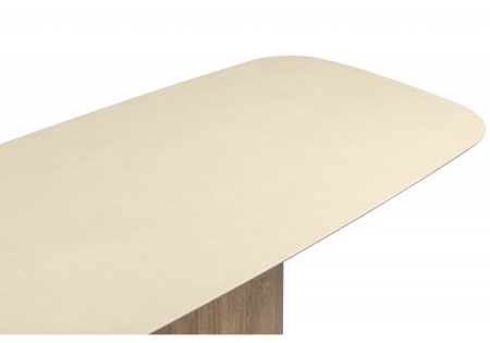 Керамический стол Эллипсо 200х90 okara light yellow, дуб американский