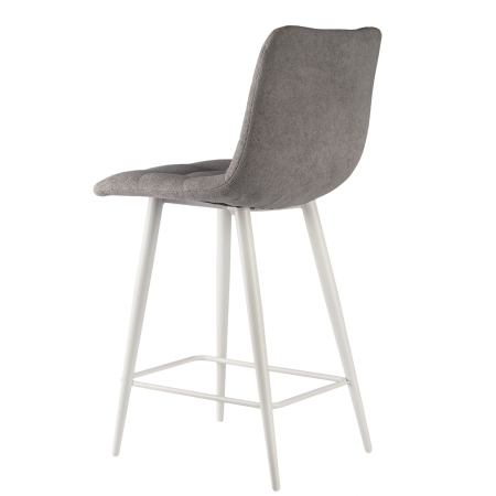 Стул полубарный на белых ножках Base букле серый MOSS 960 60см