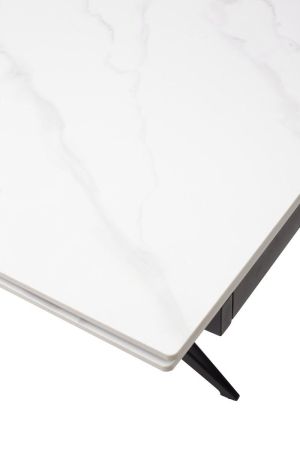 Стол FORIO 160 MATT WHITE MARBLE SINTERED STONE, BLACK