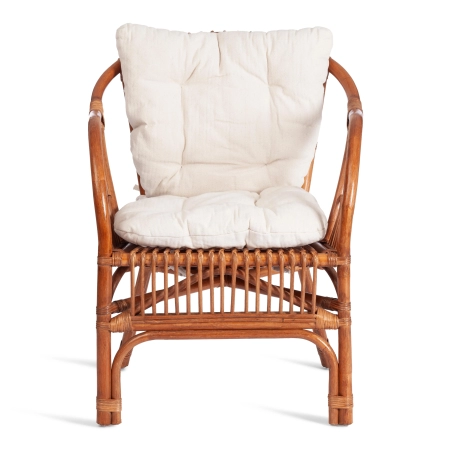 Террасный комплект NEW BOGOTA молочный, ткань и дерево и стекло, мягкое сиденье, с подлокотниками