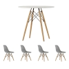 Стол EAMES D100 белый + 4 стула EAMES style серые