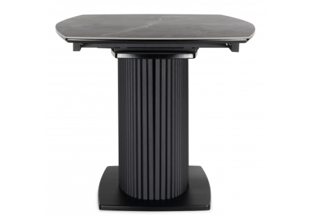 Керамический стол Фестер 160 (205) х 90 серый мрамор, пленка черная, ноги черные