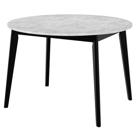Стол Oslo круглый раскладной 110-140x110x76см, бетон лайт, черный