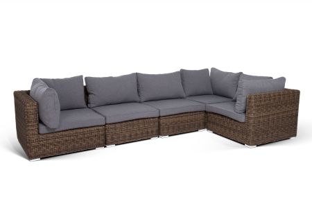 Трансформирующийся диван "Лунго" из искусственного ротанга, цвет коричневый