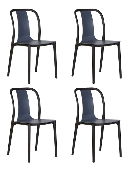 Набор 4 шт Стул обеденный ADAM, черный и серо-голубой