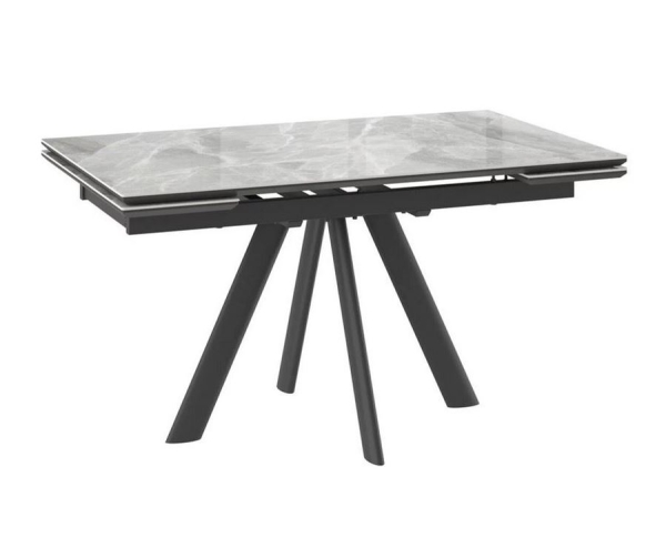 Стол с керамическим покрытием Джейтон-140 светло-серый, черный 140(30+30)х85