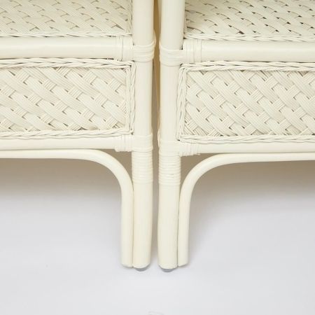 Комплект обеденный "ANDREA GRAND" (стол со стеклом + 6 кресел + подушки) белый, ткань рубчик, кремовый