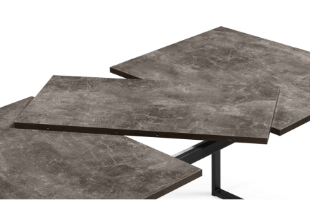 Стол деревянный Лиман 117 (157) x 77 бетон темный, черный матовый